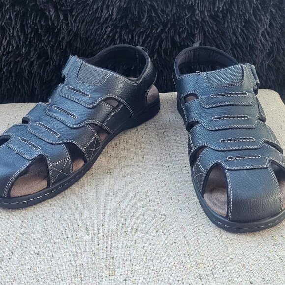 Dockers Men Sandal Dark Brown Faux Leather Upper Man Made Size 14W - Picture 4 of 11